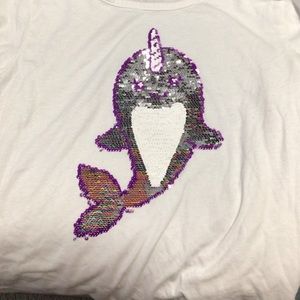 White Sequin flip Tee